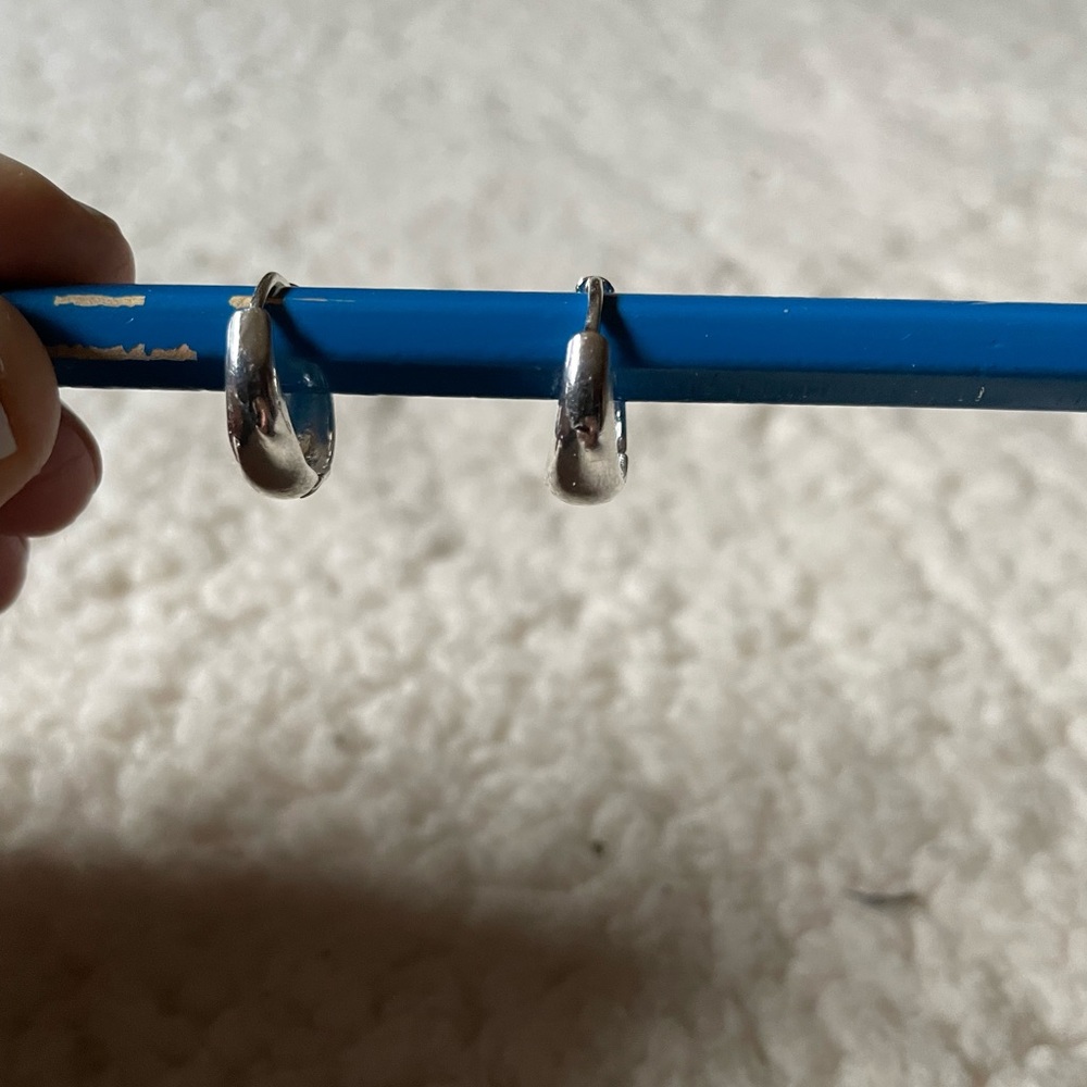 Silvertone small hoop earrings